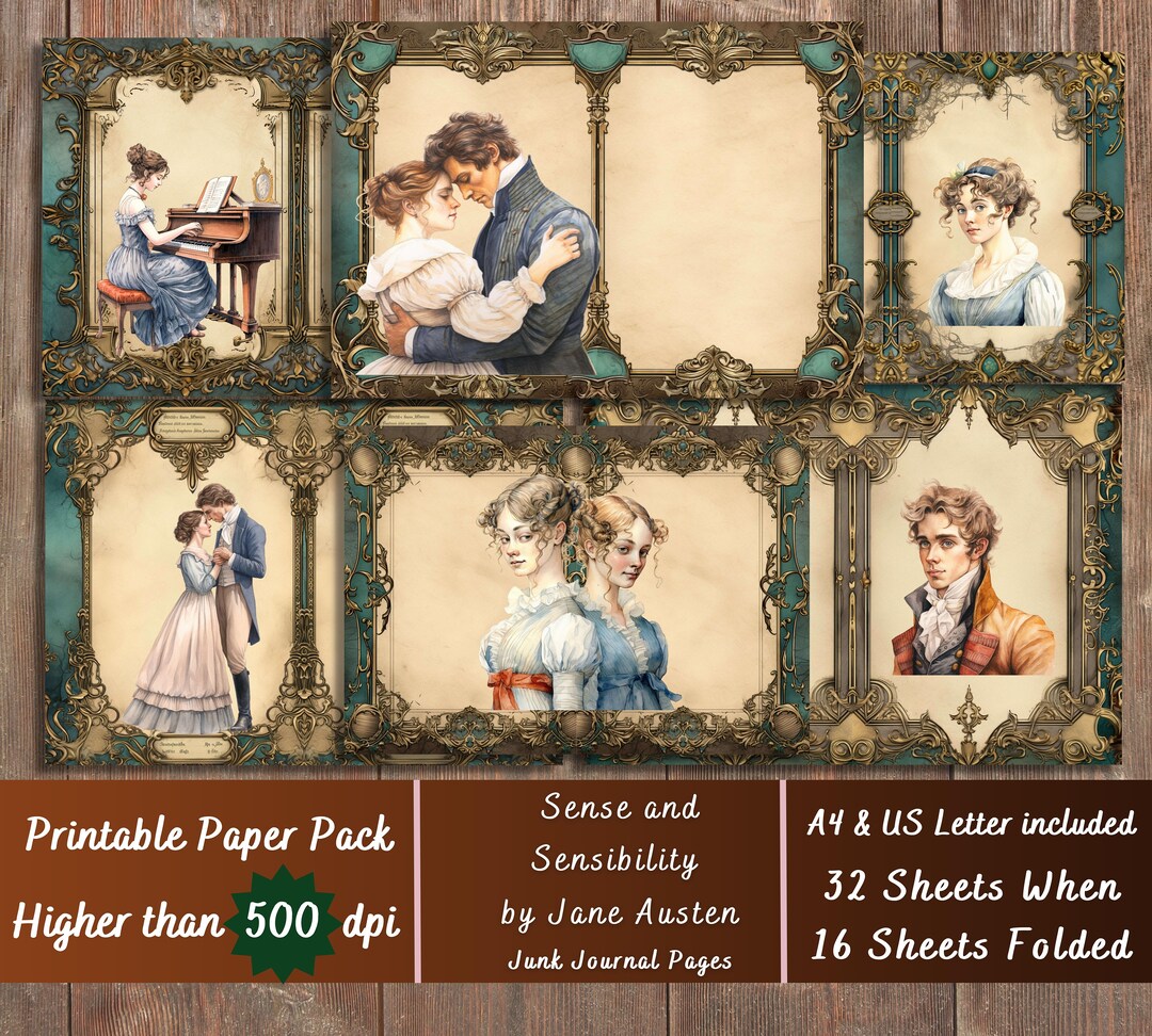 Printable Sense and Sensibility Digital Paper, Regency Era Ephemera ...
