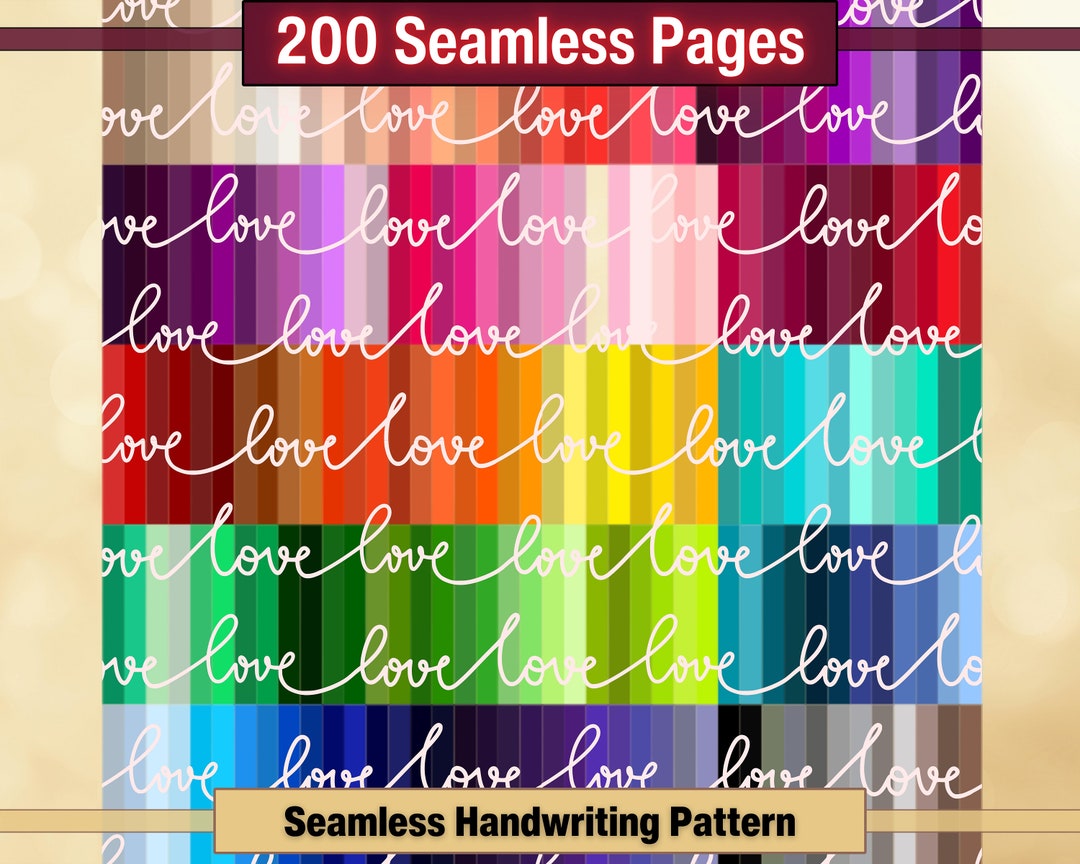 Printable Valentine Day 200 Seamless Handwriting Pattern Digital Papers ...