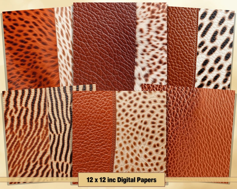 Printable Cowhide Leather Textures Digital Papers, Western Pages ...