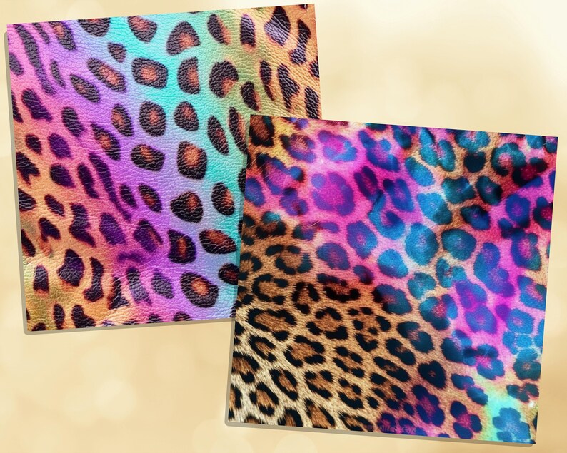 Printable Rainbow Leopard Pattern Digital Iridescent Papers, Pages ...