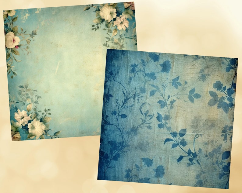 Printable Vintage Blue Digital Paper, Pretty Pages, Shabby Chic ...