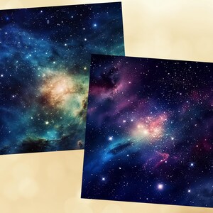 Printable Starry Galaxy Digital Papers, Night Sky Page, Cosmic Space ...