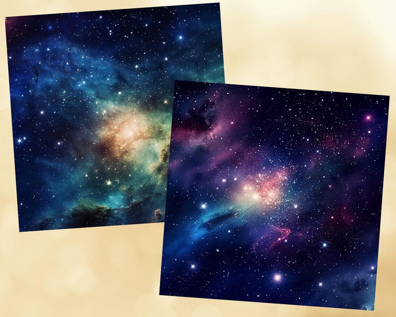 Printable Starry Galaxy Digital Papers, Night Sky Page, Cosmic Space ...