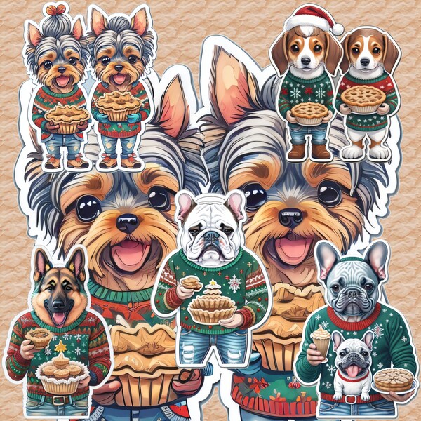 Mince Pie Eating Christmas Dog Stickers - The Perfect Way to Show Your Love of Pups and Pie