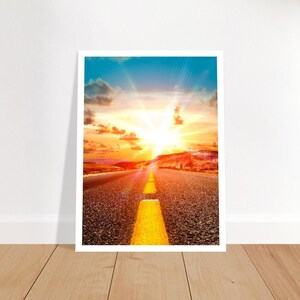 Poster Way to Vacation, Travel Print, Sunset Print, Wall Art Premium, Print with and without Frame, Living Room, Gift Wall Decoration
