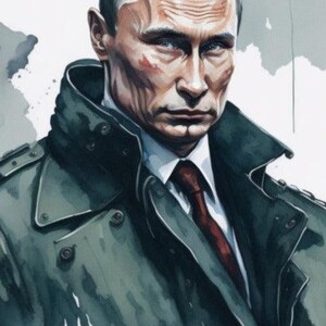 Putin Illustration Poster - Political Caricature Wall Art - Framed Pine Wood, Shatterproof Plexiglass, Gift for Men