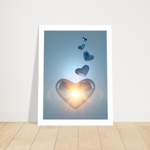 Poster Glass Heart, Love Print, Wall Art Premium, Print with and without Frame, Living Room, Bedroom Wall Decoration