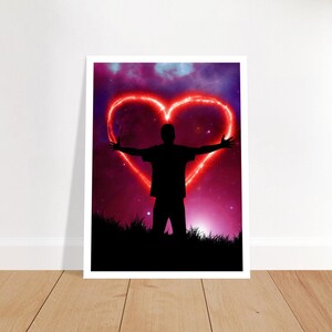 Poster Heart Night Sky, Love Print, Wall Art Premium, Print with and without Frame, Living Room, Valentine&#39;s Day Gift Wall Decoration