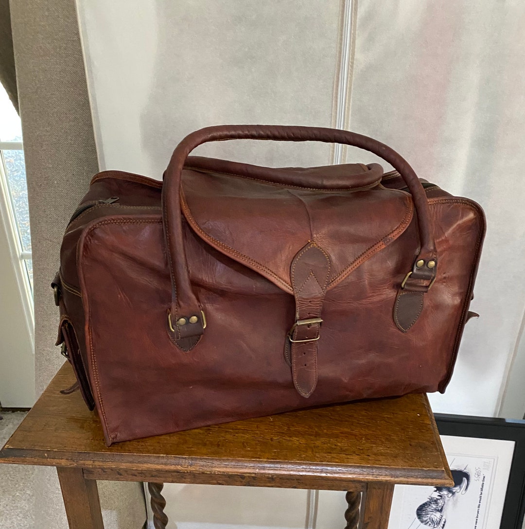 Genuine Italian Leather Weekend Bag Etsy