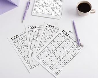 Lot ultime de 1 000 grilles de sudoku | PDF imprimable et téléchargement numérique | Difficulté facile à difficile
