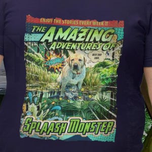 パーソナライズされたペットのポートレートコミックブックカバーユニセックスTシャツ、カスタムグラフィックシャツ、犬好きへのギフト、ペットの飼い主のためのユニークなTシャツ