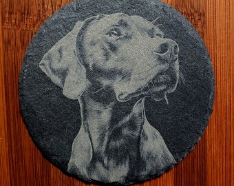 Hungarian Vizla dog Coaster in Shale / Skiffer (4pcs)