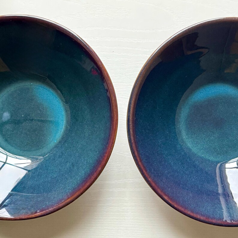 Handmade Stoneware Pasta Bowl: 7.5" Conical Serving Bowl in Night Sky Blue glaze image 2