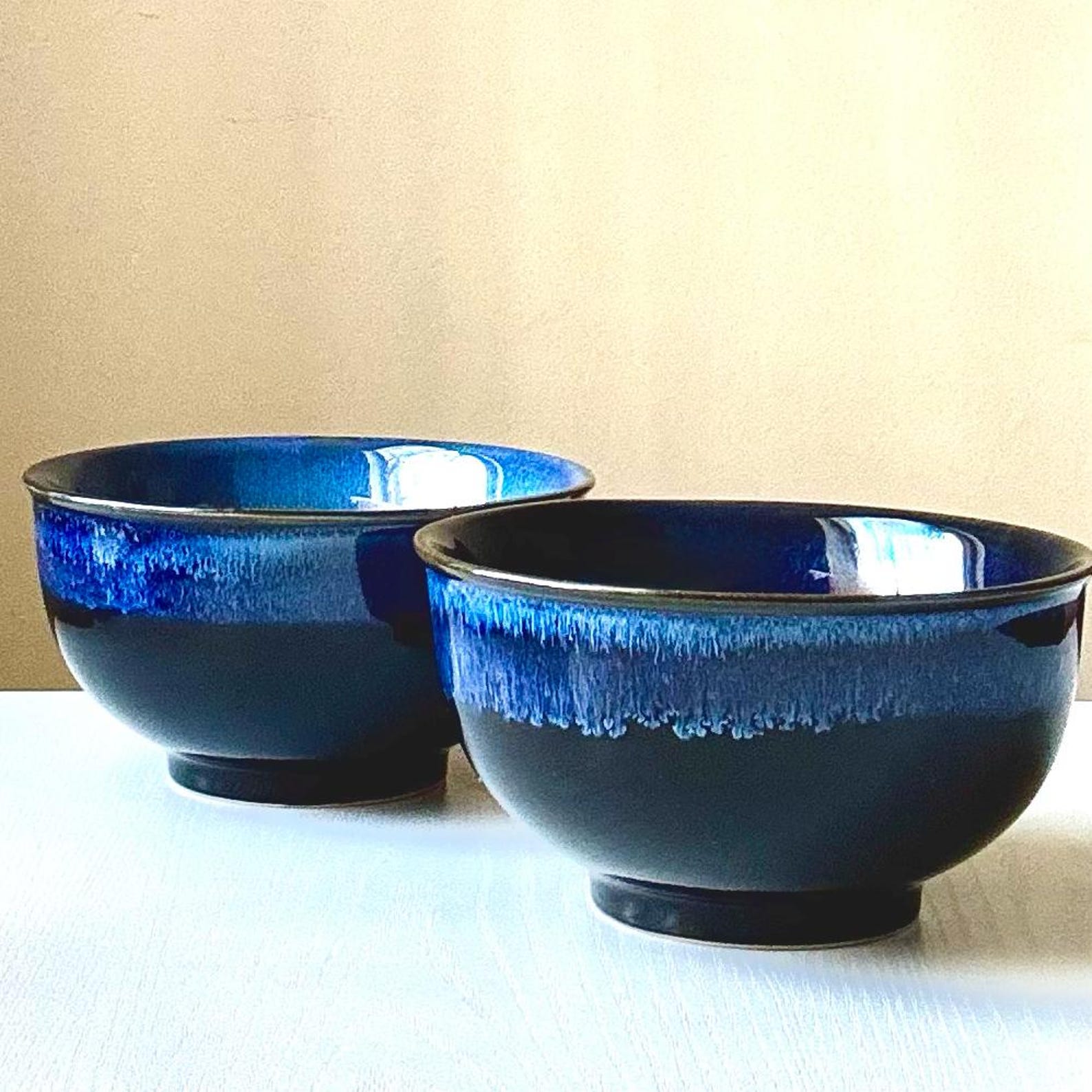 Handmade Deep Sea Blue Stoneware Serving Bowl - Set of 2 Bowls