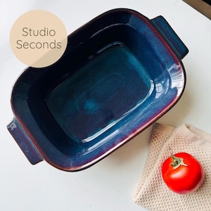 STUDIO SECONDS- Handmade Stoneware Casserole Dish: 1500ml Night Sky Blue Bake and Serve Pottery