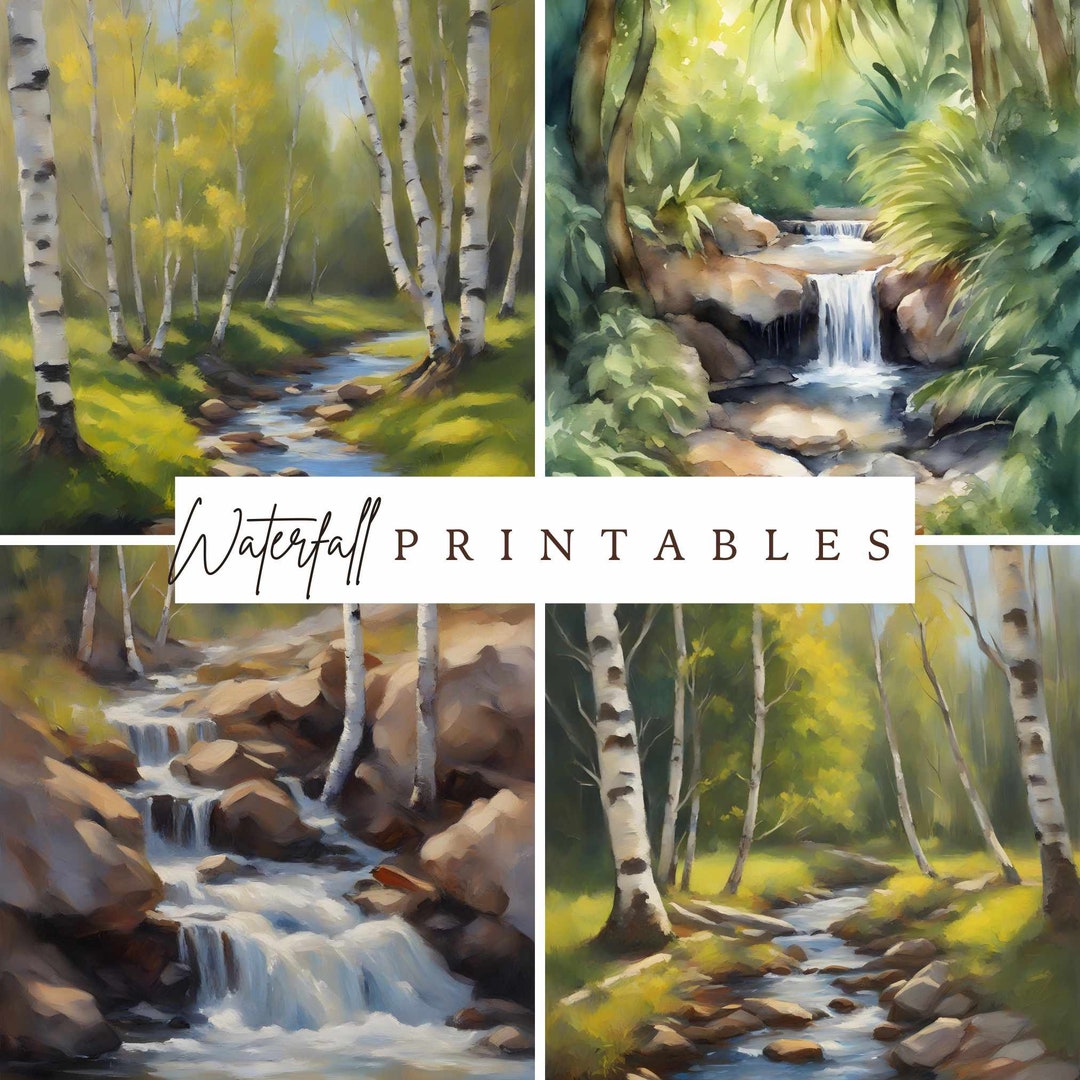 Waterfall Map Printable Printable Waterfall Background Bundle, 4 JPG Files 1 Bonus, Unlimited ...