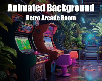 Animated Background - Retro Arcade Room - Animated Nostalgic Gaming Space - Dynamic Visuals for Vtuber Zoom OBS Twitch Stream Overlays