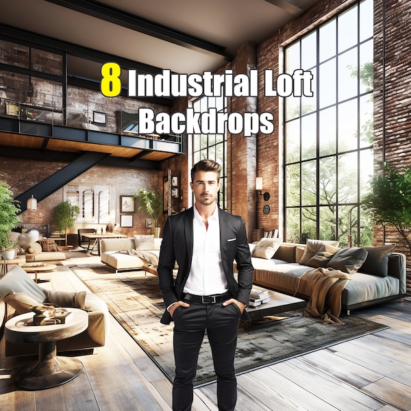 8 Digital Backdrops: Urban Industrial Loft – Ideal for Industrial Aesthetics, Loft Studio Scenes, Fine Art Textures, and Photoshop Mastery