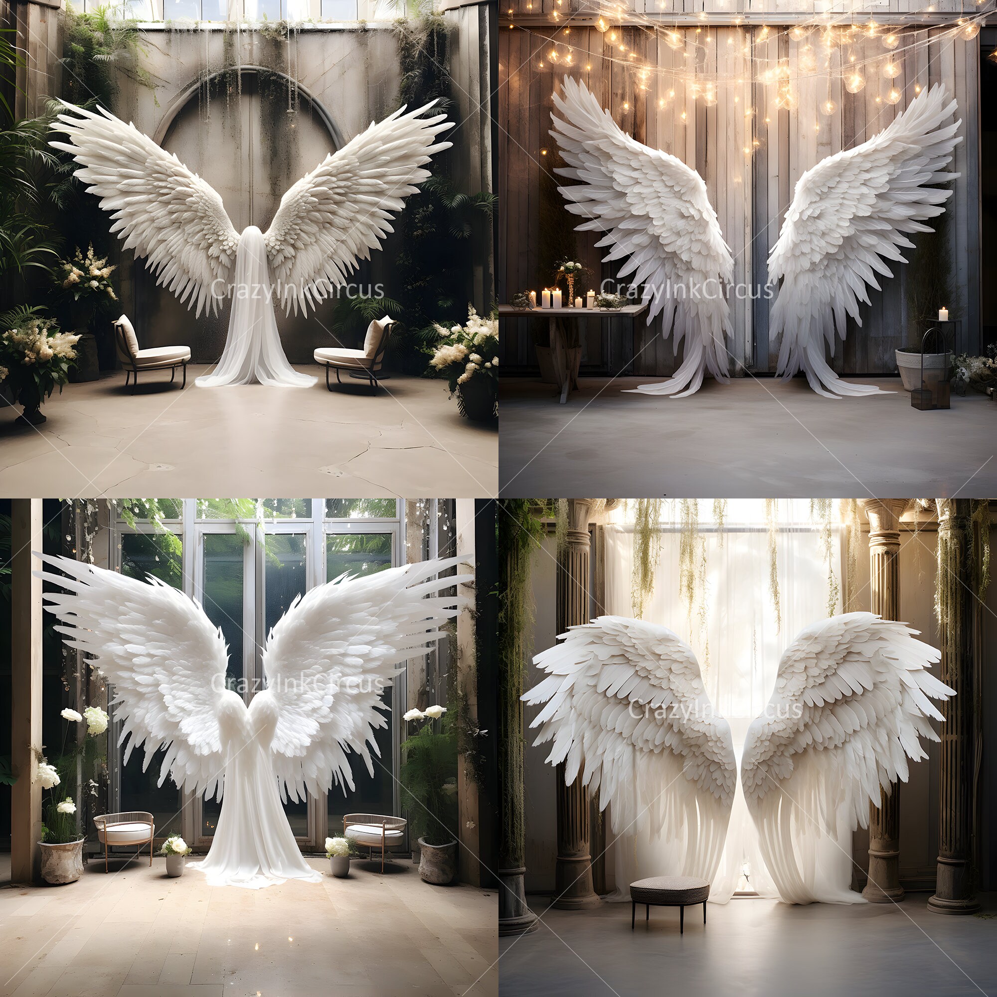 8 Digital Backdrops: Ethereal White Angel Wings– Perfect for Maternity ...