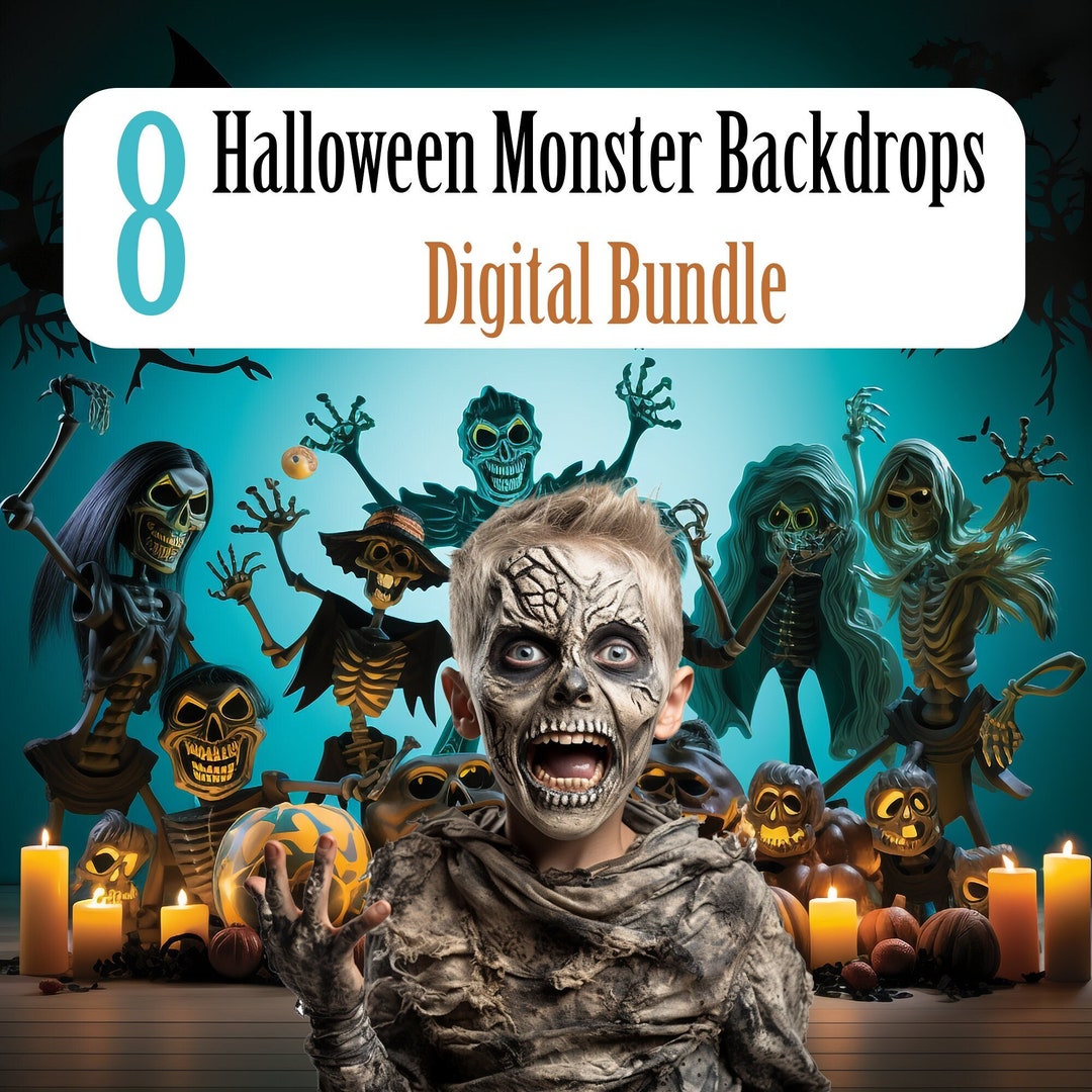 8 Eerie Halloween Monster Mash Backdrops Spooktacular Party Scene