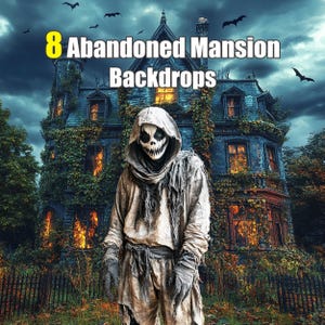 8 Halloween Abandoned Mansion Thrills - Hauntingly Eerie Backdrops – Perfect for a Chilling and Mysterious Atmosphere, Cursed Halls, Party
