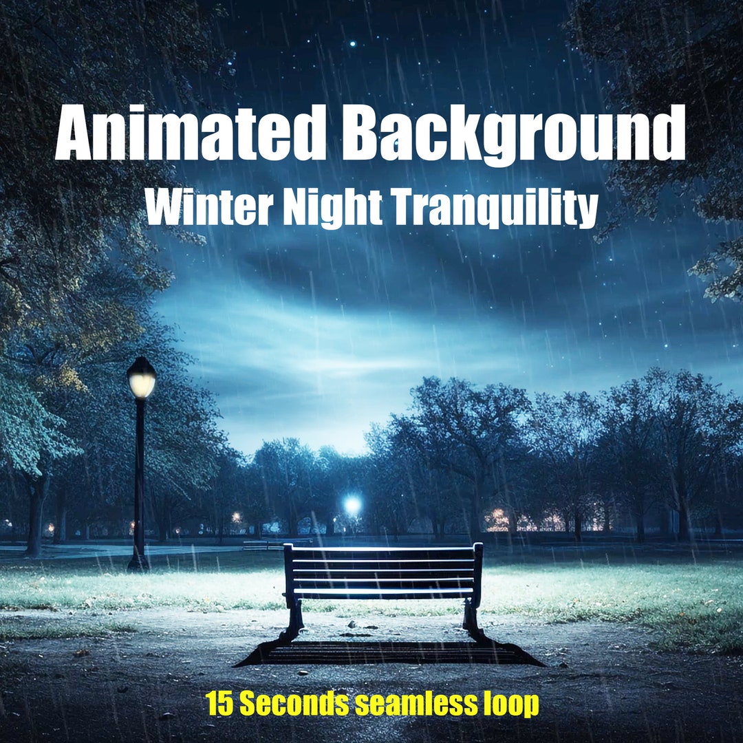 Animated Background - Winter Night Tranquility: Park Bench Under the ...