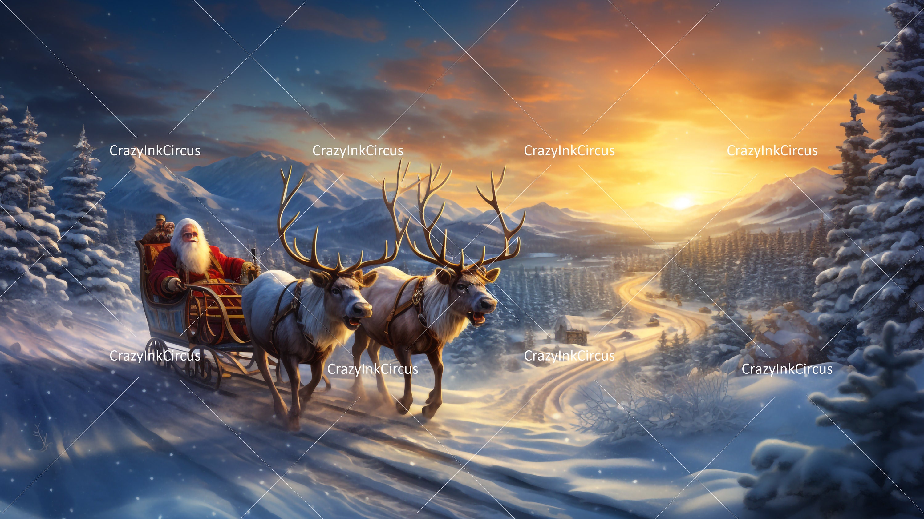 Animated Background - Santa's Sleigh in Snow - Whimsical Sleigh Ride ...