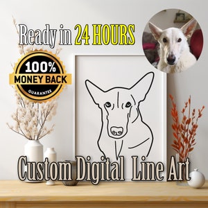Linea artistica digitale personalizzata per cani • Illustrazione personalizzata per gli amanti degli animali • Idea regalo unica • Sagome canine su misura • Ritratto del cane
