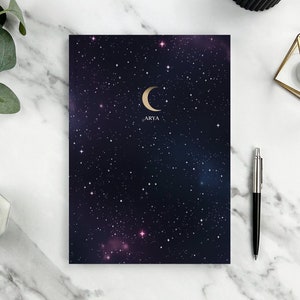 Personalised Moon And Stars Notebook | Celestial Journal | A5 Hardback Notebook