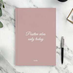 Positive Vibes Only Today | Personalised A5 Notebook | Initials or Name | Hardback Custom Notebook | Personalised Stationary