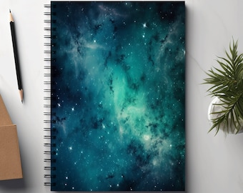 Blue Galaxy/Starry Night Notebook | Celestial Journal | Spiral Bound | A5 Size | Perfect For Taking Notes | Reflections | Journaling