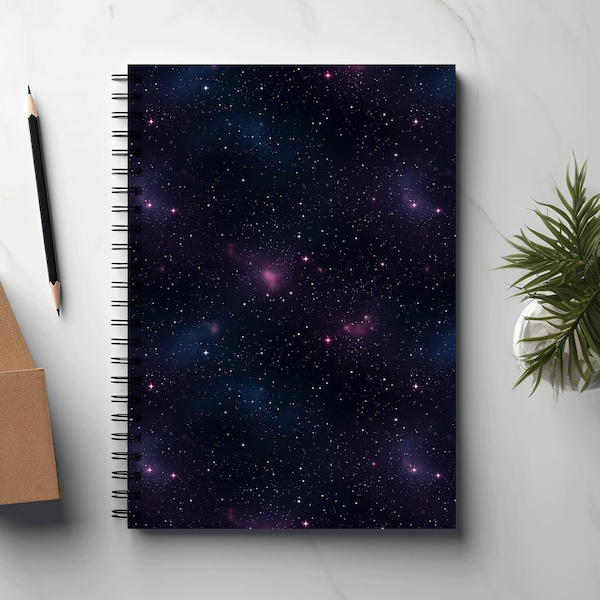 Galaxy/Starry Night Notebook | Celestial Journal | Spiral Bound | A5 Size | Perfect For Taking Notes | Reflections | Journaling
