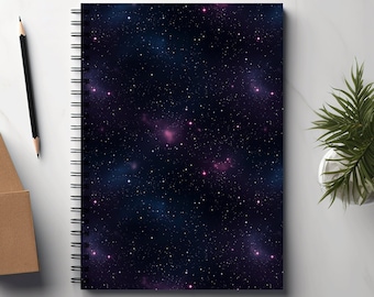 Galaxy/Starry Night Notebook | Celestial Journal | Spiral Bound | A5 Size | Perfect For Taking Notes | Reflections | Journaling