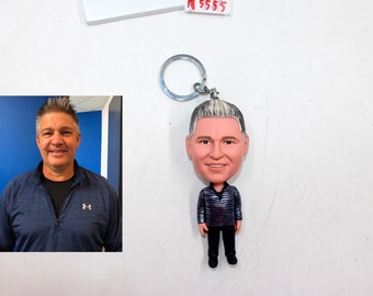 Custom Key Chain Bobbleheads, Custom Father Bobblehead, Custom Husband Key Chain, Personalized Boss Bobblehead As Unique  Gifts