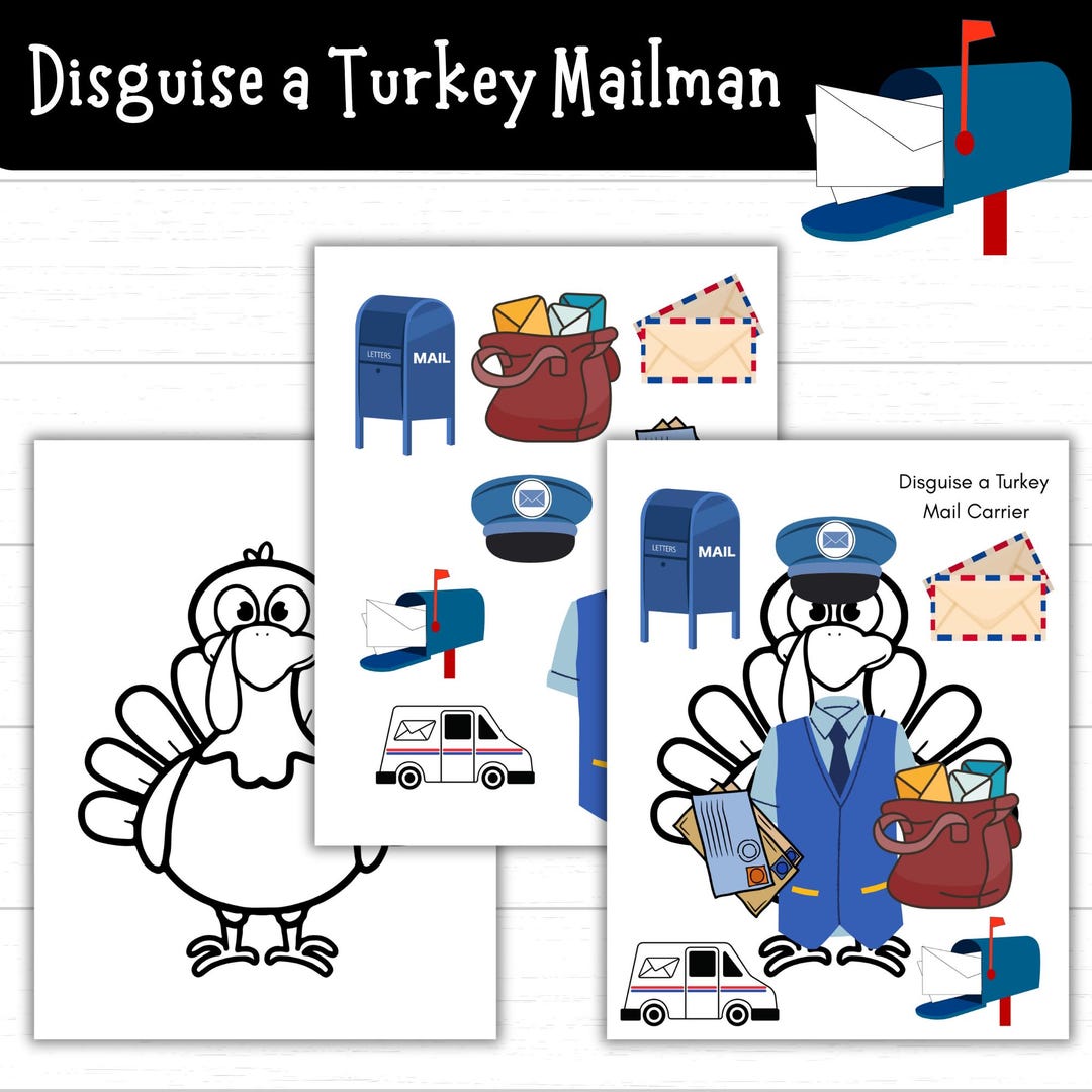 disguise a turkey mailman, mail carrier, printable disguise a