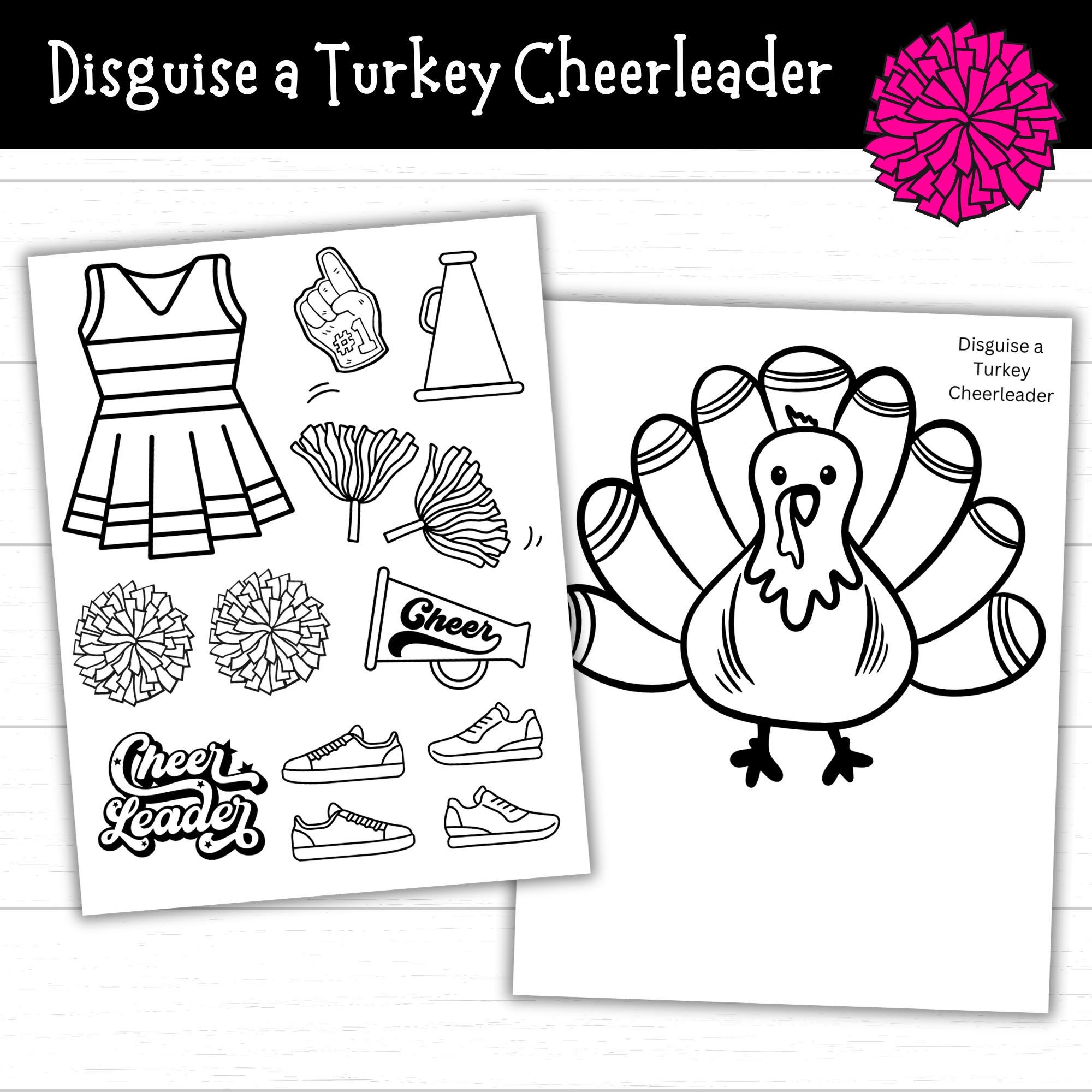 disguise a turkey cheerleader, cheerleader turkey, printable