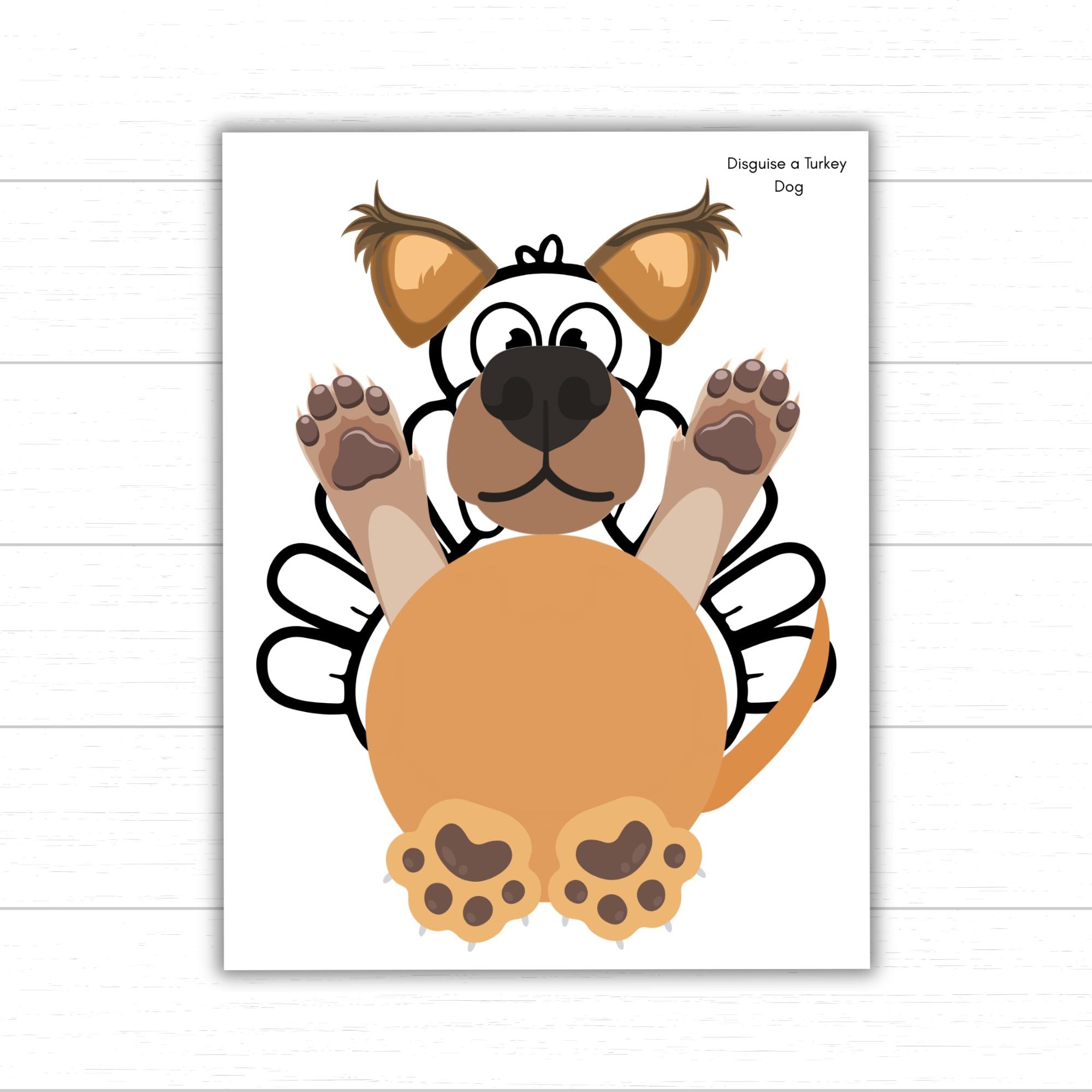 disguise a turkey dog printable craft, thanksgiving project for