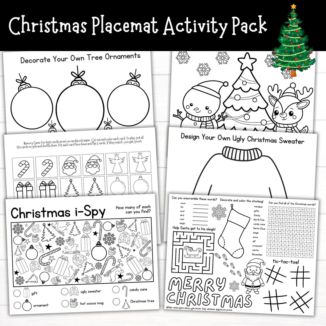 Christmas Activity Pack Printable for Kids, Holiday Worksheets ...