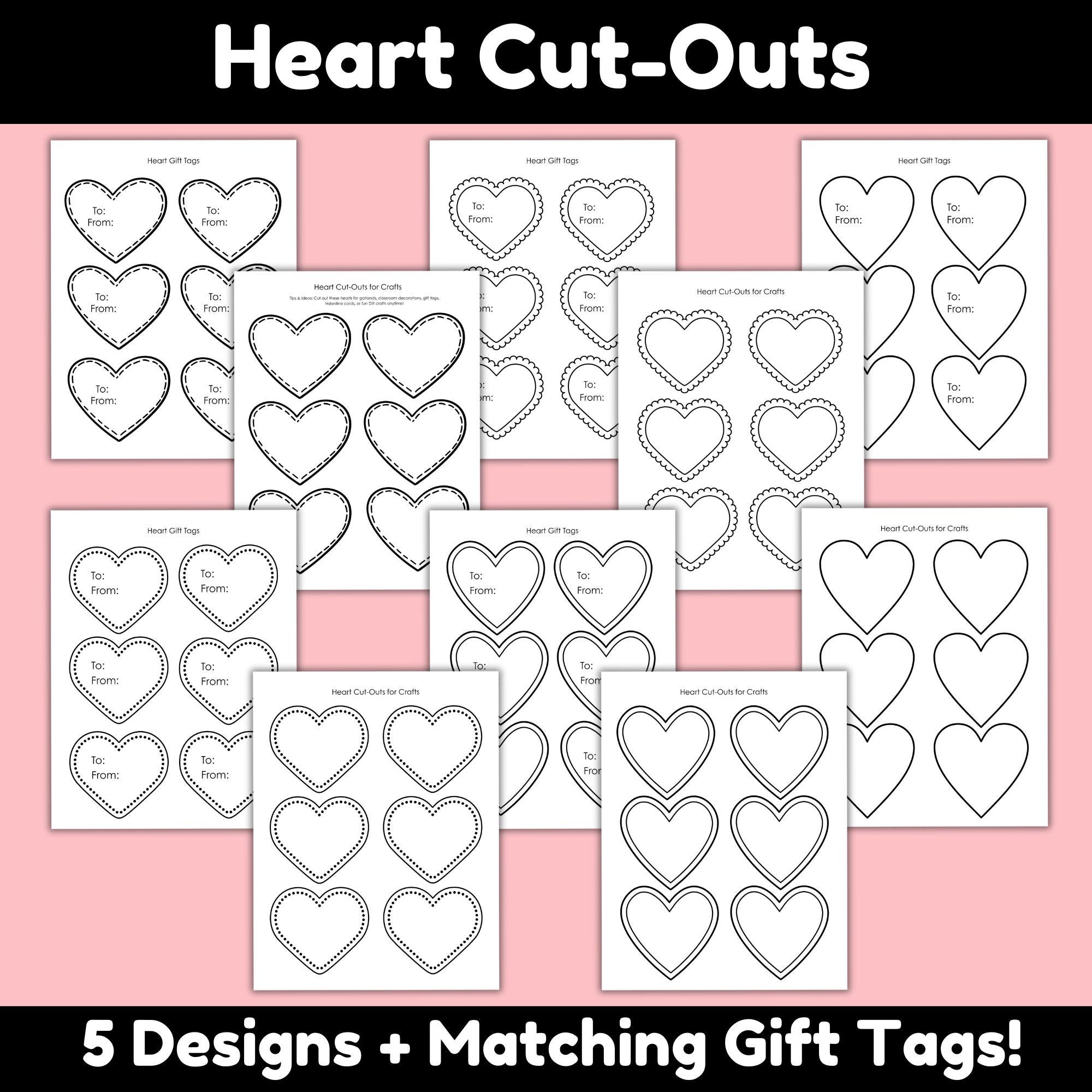 43 Must-Make February Crafts for Kids for Beating Boredom 6 Printable Heart Cut-Outs for Crafts - Templates, Outline, Gift Tags,…