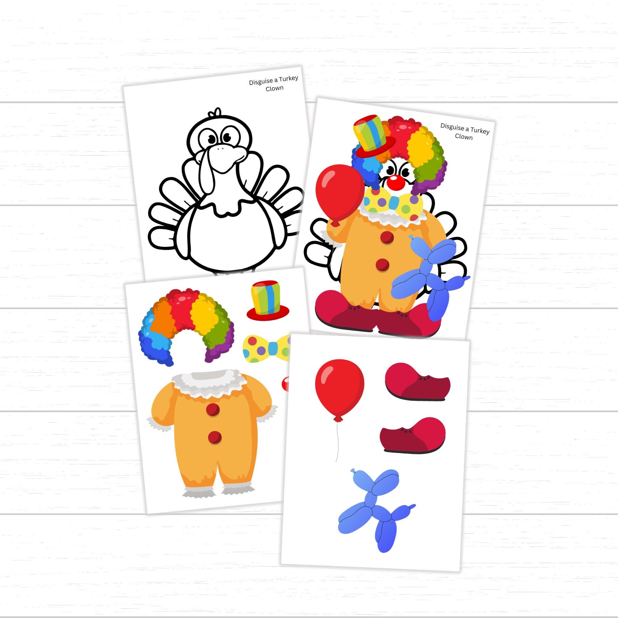 disguise a turkey clown, clown turkey disguise, turkey disguise