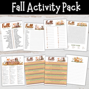 Fall Activity Pack for Kids, Printable Fall Bundle, Fall Games for Kids, Autumn Activities, Fall Printables, Fall Worksheets, Fun Fall Games