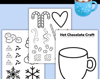 Hot Chocolate Craft, Hot Cocoa Craft, Printable Winter Craft for Kids, Hot Chocolate Mug Template, Hot Cocoa Mug Template, Winter Activity