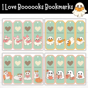Halloween Bookmarks for Kids, Printable Fall Bookmarks, I Love Books Ghost Bookmarks, Spooky Bookmarks, Boo Bookmarks, Fall Printables