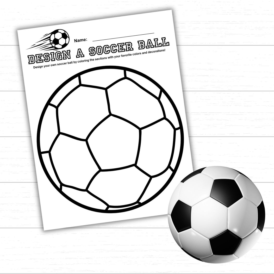 Design A Soccer Ball Printable for Kids, Soccer Ball Coloring Page