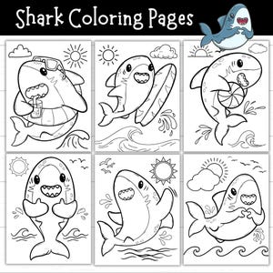 Printable Shark Coloring Pages, Summer Shark Week Printables, Ocean Theme, Sea Animals, Ocean Animal Activities, Preschool, Kindergarten