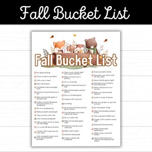 Fall Bucket List Printable for Kids, Autumn Bucket List, Fall Checklist, Autumn Checklist, Fall Activities for Kids, Fall Fun for Families