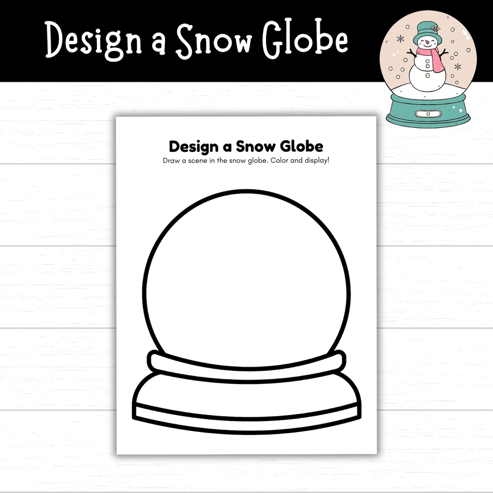 Snow Globe Craft Printable for Kids, Winter Activity, Christmas Snow ...