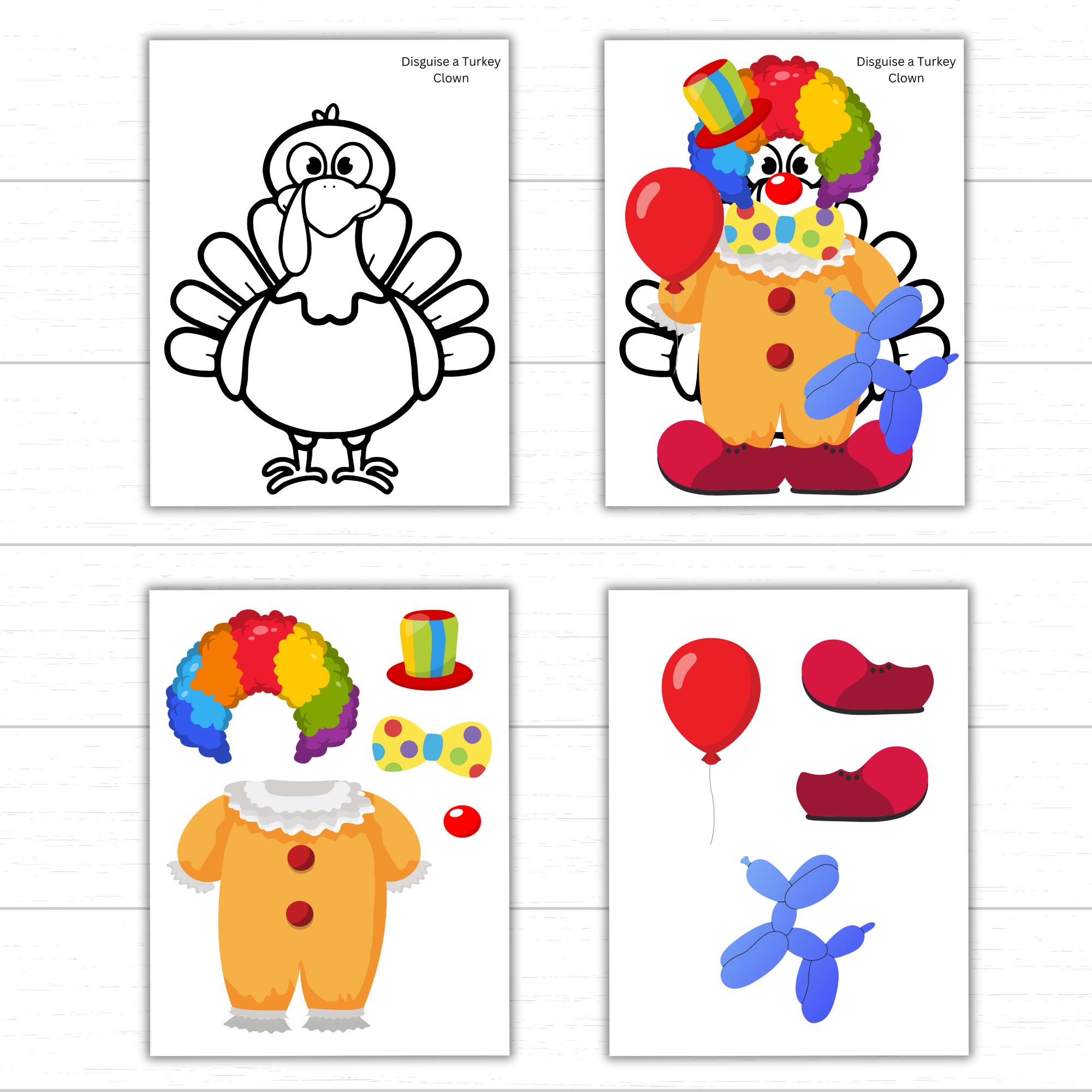 disguise a turkey clown, clown turkey disguise, turkey disguise