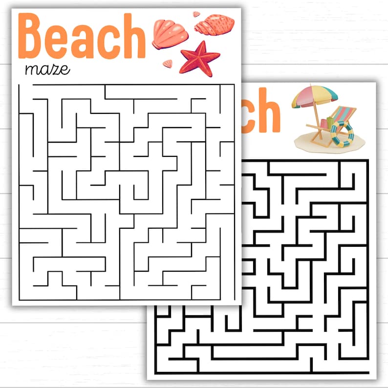 Printable Beach Mazes for Kids, Summer Activity Pack (PDF) - Etsy