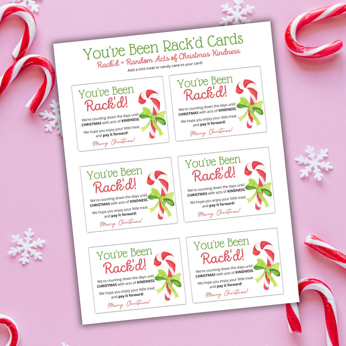 You've Been Rack'd Printable Cards, Random Acts of Christmas Kindness Printable, Christmas Treat ...